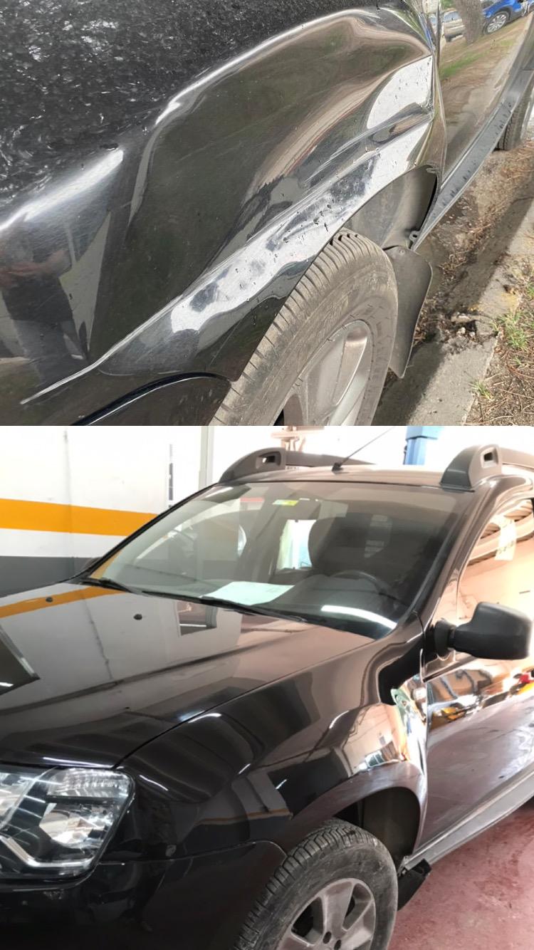 Bursa Osmangazi kaporta onarımı — Dacia Duster yan çamurluk göçük